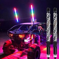2PCS LED Whip Lights rgb LED Running Light App Control LED Antenna Lighted Whip Spiral Go Light Up Whip Lights for UTV ATV