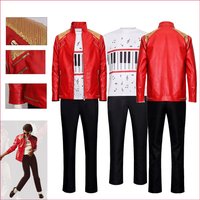 Anime Cosplay Costume Michael Jackson MJ Beat It Jacket PU Leather Punk Coat Halloween Stage Disguise Performance Christmas