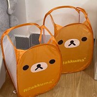 Hot Japan Rilakkuma Mesh Folding Large Capacity Laundry Basket Cartoon Portable Storage Frame Dormitory Household Laundry Basket