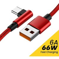 Elbow USB C Super Fast Charge Data Cable 66W USB To Type C Quick Charging Phone Charger Cord For Samsung Huawei Xiaomi Oneplus