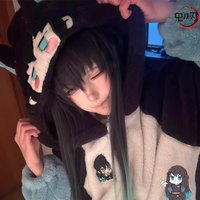 Anime Y2K New Tokitou Muichiro Winter Pajama Peripherals Demon Slayer Soft Plush Jumpsuit Kawaii Cosplay Nightwear Girls Gift