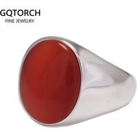 S925 Sterling Silver Natural Stone Rings for Men Red Black Color Agate Turkish Handmade Jewelry Luxury Ring Smooth Simple Design
