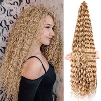 WIGSIN 30Inch Synthetic Long Deep Wave Twist Crochet Hair Afro Curly Crochet Braids Ombre Braiding Hair Extension For Women