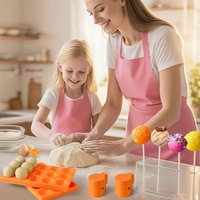 1/3 Round Sphere Cake Pop Mold Press with Tray Set, 3D Printed Cake Pop Shapes Cutter And Pusher Kit, Baking Molds Accessories
