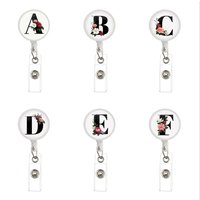 Latest Nurse Doctor Badge Reel Retractable ID Badge Holder A-Z Round Glass Key Ring ID Name Card Office Supplies