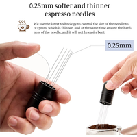 IKAPE WDT Tools, Espresso Stirrer Distribution Tool for Barista, 0.25MM 6 Needles Espresso Coffee Stirrer with Stand