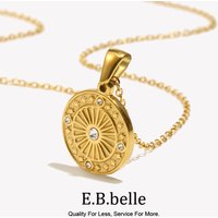 Classcial Minimalist Round Gold Plated Silver Color Coin Necklaces For Women Stainless Steel Waterproof Circle Pendant Collar