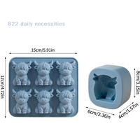 convenientHighland Cow Ice Cube Mold Silicone Fondant Chocolate Candy Candle Mould