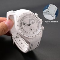 Curved End Rubber Strap for Omega X Swatch Joint MoonSwatch Quick Release Diving Liquid Silicone Watch Band for Water Ghost 20mm