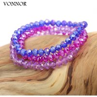 3 Pieces Women Bracelets Set Wrist Jewelry Crystal Beaded Multicolor Mixed Bracelet Wholesale Gift for Female Accessories