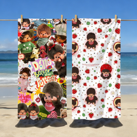 Cartoon M-Monchhichi-S Cute Towel Sports Quick Dry Travel Camping Gear Sandproof Soft Light Large Beach Towel