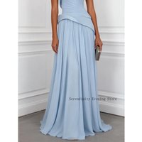 Customized Light Blue Ruched Mother of Birde Dresses 2026 for Women Wedding Strapless Elegant Evening Dress A Line Prom Gowns