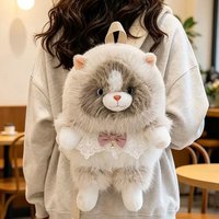 Puppy Doll Backpack for Women 2026 New Cute Fluffy Cat and Dog Japanese-Style Plush Bag Gift for Girls Students