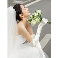 Simple Satin Summer Gloves Wedding Dinner Dress Accessories French Style Bride Photography Gloves