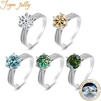 JoyceJelly S925 Sterling Silver Ring with Real 6.5mm 1ct Moissanite Lab Diamond Fine Jewelry Wedding Engagement Rings for Women