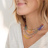 1 PC Boho Multicolor Beaded Necklace for Women Girls Layered Choker Summer Beach Jewelry Handmade Fashion Accessories