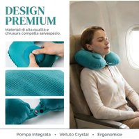 Portable Inflatable U-Shaped Neck Pillow for Travel - Press-Inflatable Neck Support with Built-In Storage Feature
