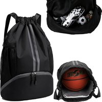 Football Boot Bag Waterproof Drawstring Backpack with Shoe Compartment and Wet Dry Separation Sports Backpack for Men Women
