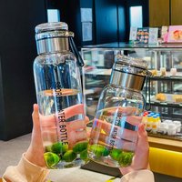 750ml/1000ml Large Capacity Glass Cup Leakproof Transparent Glass Water Bottle with Lid with Handle Milk Juice Cup Home Office