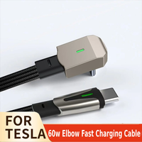 For Tesla Fast Charging Cable Car Phone Charging Cable PD 60W Type C 90 Degree USB C Charger For Tesla Model 3/Y Phone Charging