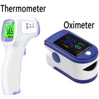 Non-contact Infrared Forehead Thermometer Digital Finger Oximeter Blood Oxygen Monitor Medical Health Test Kit