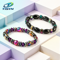 TISYN Magnetic Healing Bracelet Men Women Colorful Black Lava Stone Beads 3D Geometric Energy Yoga Jewelry Gift
