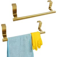 1/2pcs No-Drill Gold Towel Bar, Wall Mount Single Rod, Stainless Steel & Rust Resistant for Bathroom Vanity, Modern Holder