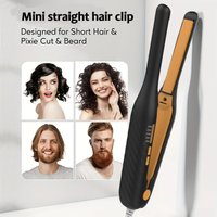 Short hair iron, adjustable temperature in 5 levels, pencil iron for quick heating, beard straightening iron
