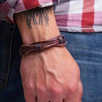 Men's Genuine Leather Braided Bracelet,Adjustable Length Bracelet,Men's Gifts,Best Gift for Husband/Father,1pc