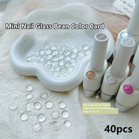 40pcs Korean Style Glass Color Card Transparent Round Tips Nail Polish Gel Design Display Board Manicure Salon DIY Nail Art Tool