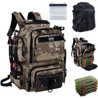 Goture 45L Large Fishing Backpack 900D Water-Resistant Tackle Bags SBS Zippers,Storage Gear Bag with Rain Cover,Bottle Holder