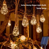 Waterproof Hemp Rope Light Outdoor Indoor Solar Powered No Plug in Required 8 Function Lighting Retro Popular Camping Gear