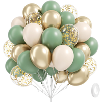 60Pcs Sage green Sand White Metallic Gold Confetti Balloons for Boho Birthday Wedding Bridal Baby Shower Engagement Party Decor