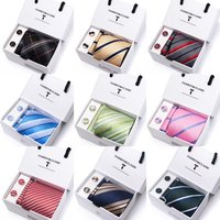 Brightly colored, eye-catching men's striped tie 3-piece set, premium gift box packaging, perfect for dates and Valentine's Day.