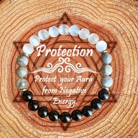Natural Stone Bead Protection Bracelet Black Tourmaline Selenite and Labradorite Bracelet 8mm Gemstone Bracelet