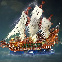 Flying Dutchman Pirate Ship Building Blocks Set Ghost Sailboat Model Bricks Kit Collectible Educational Toys Gift for Adults Kid