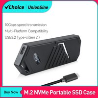 UnionSine M.2 SSD Enclosure NVMe 10Gbps PCIe SSD Box for NVME PCIE SSD Disk Box NVMe M Key Solid State Drive Case Support UASP