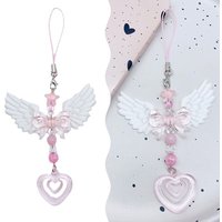 Lovely Wings Bow Heart Keychain For Girls Women Fashion Sweet Key Chain Phone Pendant Chain Bags Decorative Accessories Gifts