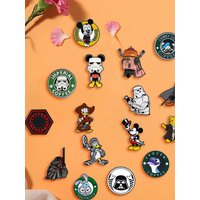 16 Pcs Cartoon Character Creativity Brooch Robot Mickey Mouse Enamel Pin Backpack Clothing Jewelry Metal Badge Accessories Gift