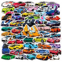 50Pcs Cartoon Supercar Retrofit Racing Stickers Cool Kid Decals Toy DIY Notebook Skateboard Laptop Decoration Sticker Pack