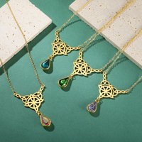 HIPEE Celtic Witch Knot with Water Droplet Necklace For Women Crystal Water Drop Necklaces Amulet Jewelry