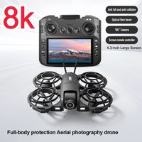 Dron RC z dużym ekranem 4,5 cala, zdalnie sterowany, z kamerą 8K HD, quadcopter do zdjęć lotniczych, stabilizacja pozyjacji poprzez optyczny przepływ, zabawki-drony sterowane zdalnie.
