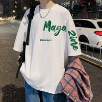 M-8XL Men T-Shirt Oversized Loose Fashion Letter MAG Print T-Shirt Korean Style Simple Casual Tops Summer Lovers'clothes