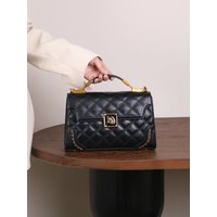 Fashion luxury handbag 2025 new high-quality temperament ladies handbag solid color rhombic niche design advanced sense of heavy
