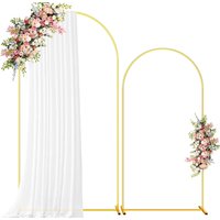 Set of 2 Gold Metal Arch Backdrop Stand Wedding Arch Frame for Wedding Birthday Party Baby Shower Graduation Ceremony