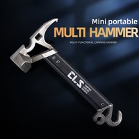 Mini Tent Hammer Stainless Steel Head Aluminum Handle Multi Tool with Bottle Opener Nail Puller for Camping Tarp Staking