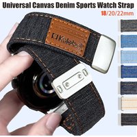 18/20/22mm Universal Canvas Denim Sports Strap for Samsung watch7 6 4 5 40/44mm Magnetic Correa for Huawei Watch GT6-Pro 46mm