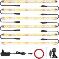 T5 6 Packs Led Grow Light 3500K 6500K&Red LED Auto Cycle Timer 3/6/12H Dual Channel 4 Brightness Grow Lamp for Indoor Plants