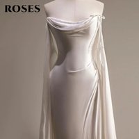 ROSES Simple White Strapless Evening Dress Trumpet Prom Dress Satin Mermaid Party Formal Gown with Pleats robe de bal Customized