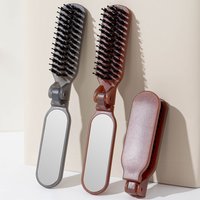 Boar Bristle Massage Hair Comb Anti Static with Makeup Mirror Folding Comb High Skull Integrated Styling Combs Supplies